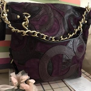 Rare Coach 14339 Purple Suede Leather Handbag